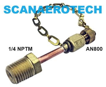 1" Oxygen Charge Adapter 1/4 NPT Male to AN-800       