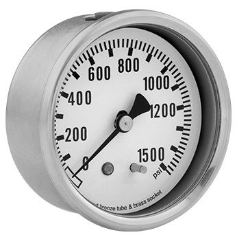 0-1500 PSI Pressure gauge 1/4'' NPT Rear connection
