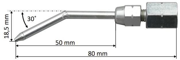 Needle 30 deg., 1/8 NPT(f) L80mm 